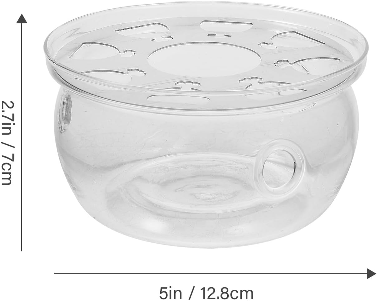 BESPORTBLE Household Glass Teapot Warmer with Heat-Resistant Base Safe Glass Tea Stove Heater for Warming Tea and Food Compact Design for Home Decoration and Practical Use