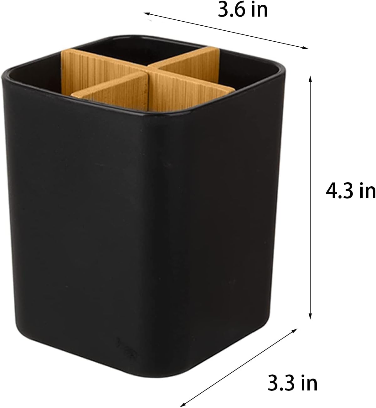 Bamboo Toothbrush Holder for Bathrooms Toothpaste Organizer - Black | Detachable Inserts, 3 Slots, Bathroom Counter Organizer, for Kids Electric Toothbrushes, Floss, Razors
