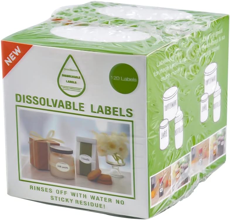 L LIKED 120 Stickers Dissolvable Food Labels for Containers 1 1/2" x 2 1/2" Canning Labels for Jars (Roll of 120) (1 Rolls)