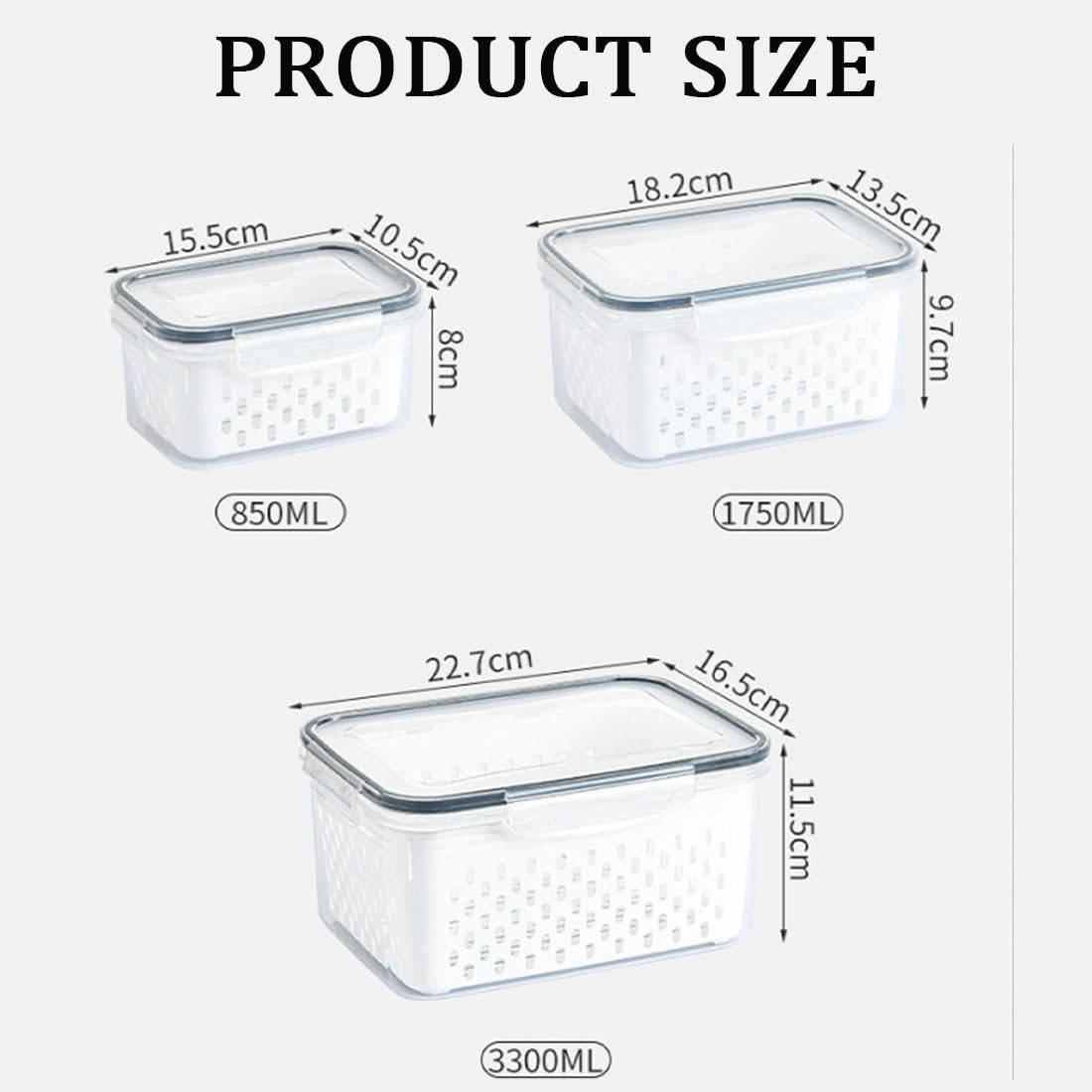 Fruit Storage Containers for Fridge, 4-in-1 Leakproof Produce Saver with Removable Colander, Berry Keeper & Lettuce Organizer Keep Vegetables Fresh Longer - Wash, Drain & Store (Blue,S)