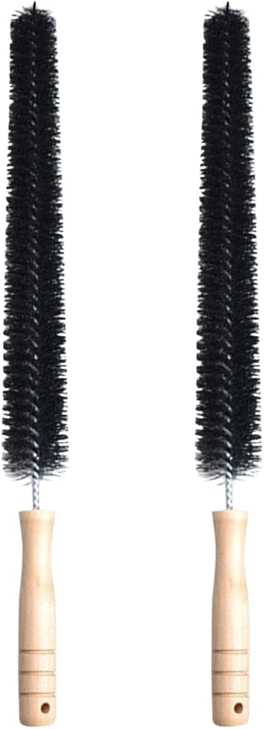 2pcs Radiator Brush, 40cm Long Reach Radiator Brush with Wooden Handle, Flexible Nylon Radiator Cleaner Brush with Hanging Hook Loop for Dryer Lint Brush Vent Cleaner