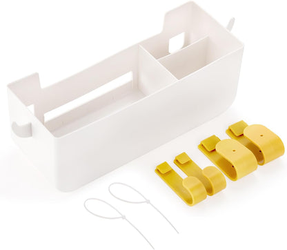 yarlung 2 Pack Bedside Organizer Hanging Caddy, Bunk Bed Shelf Plastic Storage Basket with Hooks for Dorm, Bathroom Handrail, Remote Holder, Bottles, Office Supplies