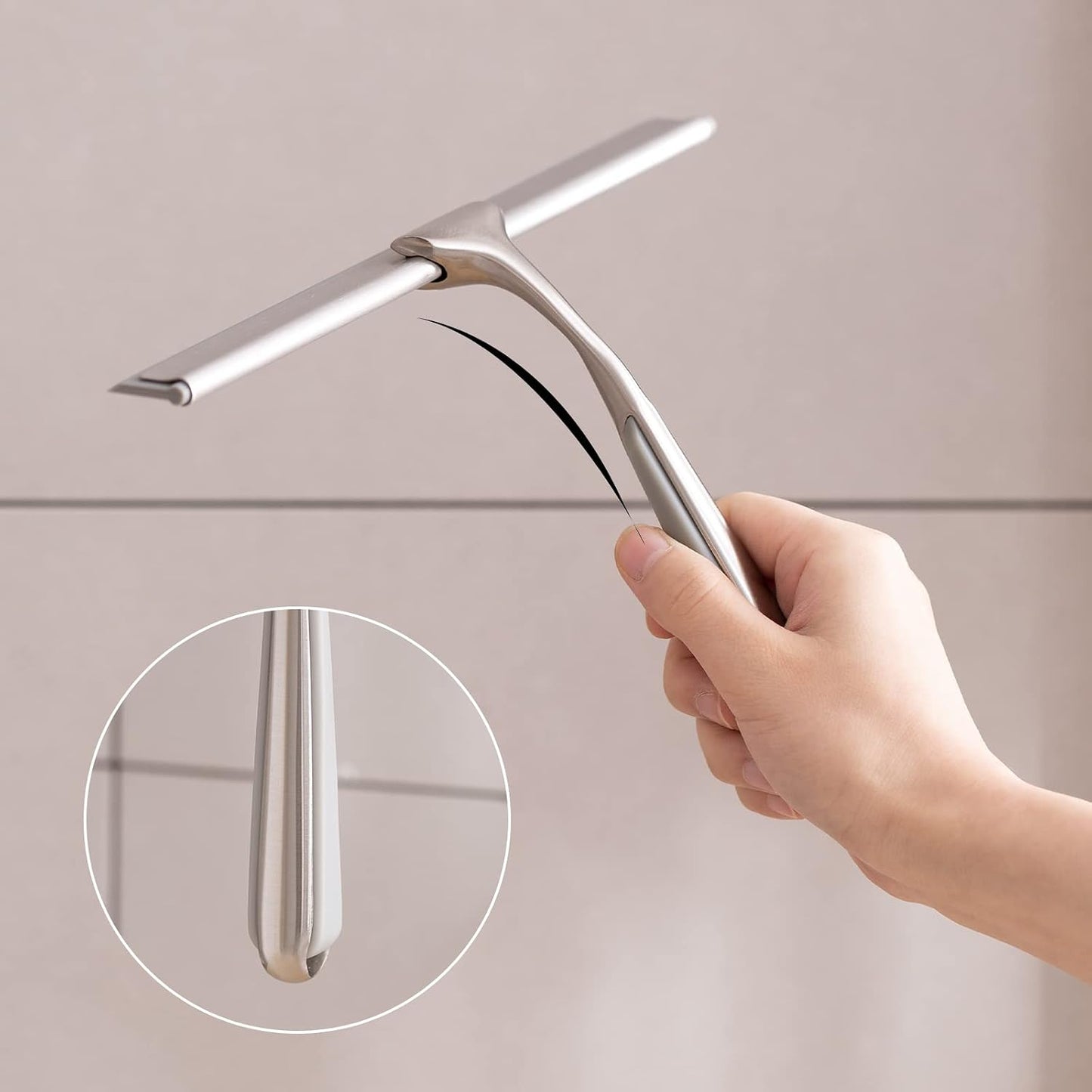 Shower Squeegee for Glass Doors, Squeegee for Shower Glass Door, Window and Car Glass, Mirrors - All-Purpose Stainless Steel Squeegee, 10 Inches and Black