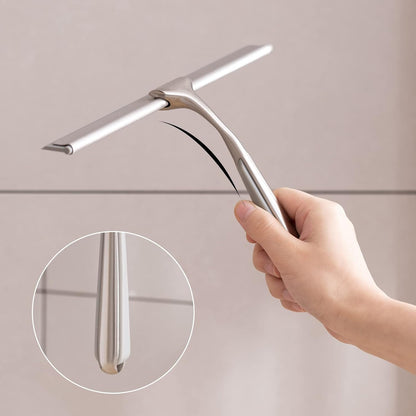 Shower Squeegee for Glass Doors, Squeegee for Shower Glass Door, Window and Car Glass, Mirrors - All-Purpose Stainless Steel Squeegee, 10 Inches and Black