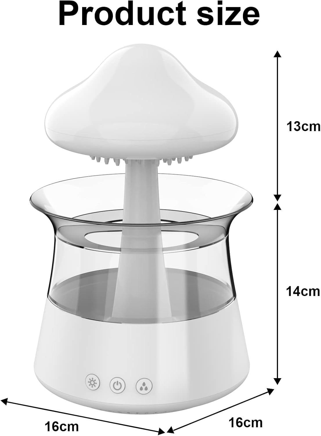 cjc Cloud Rain Humidifier for bedroom with Soothing Rain Sounds Sleep Aid, Waterfall Night Light, Mushroom Design Air Moisturizer，Room Decor Aesthetic for living room (White)