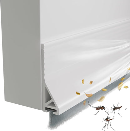 cuysfead 39" Door Draft Stopper for Bottom of Door with Brush,Strong Adhesive Under Door Sweep for Exterior & Interior,Soundproof Door Gap Filler Bottom Seal Dust Blocker and Noise Stopper,White