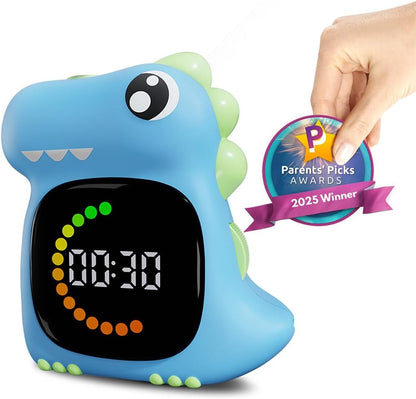 Pink Dinosaur Visual Timer for Kids, Girls Potty Training Timer | Color Countdown, Rechargeable, LED Screen, 99 Minute, Toddler, Children, Transition, 2-Min Toothbrush Setting, Hand Washing