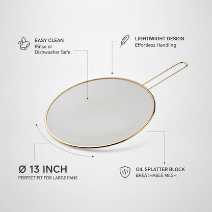 Stainless Steel Splatter Screen for Frying Pan, 13 Inch Mesh Oil Guard to Keep Stovetop Clean (1 Piece)