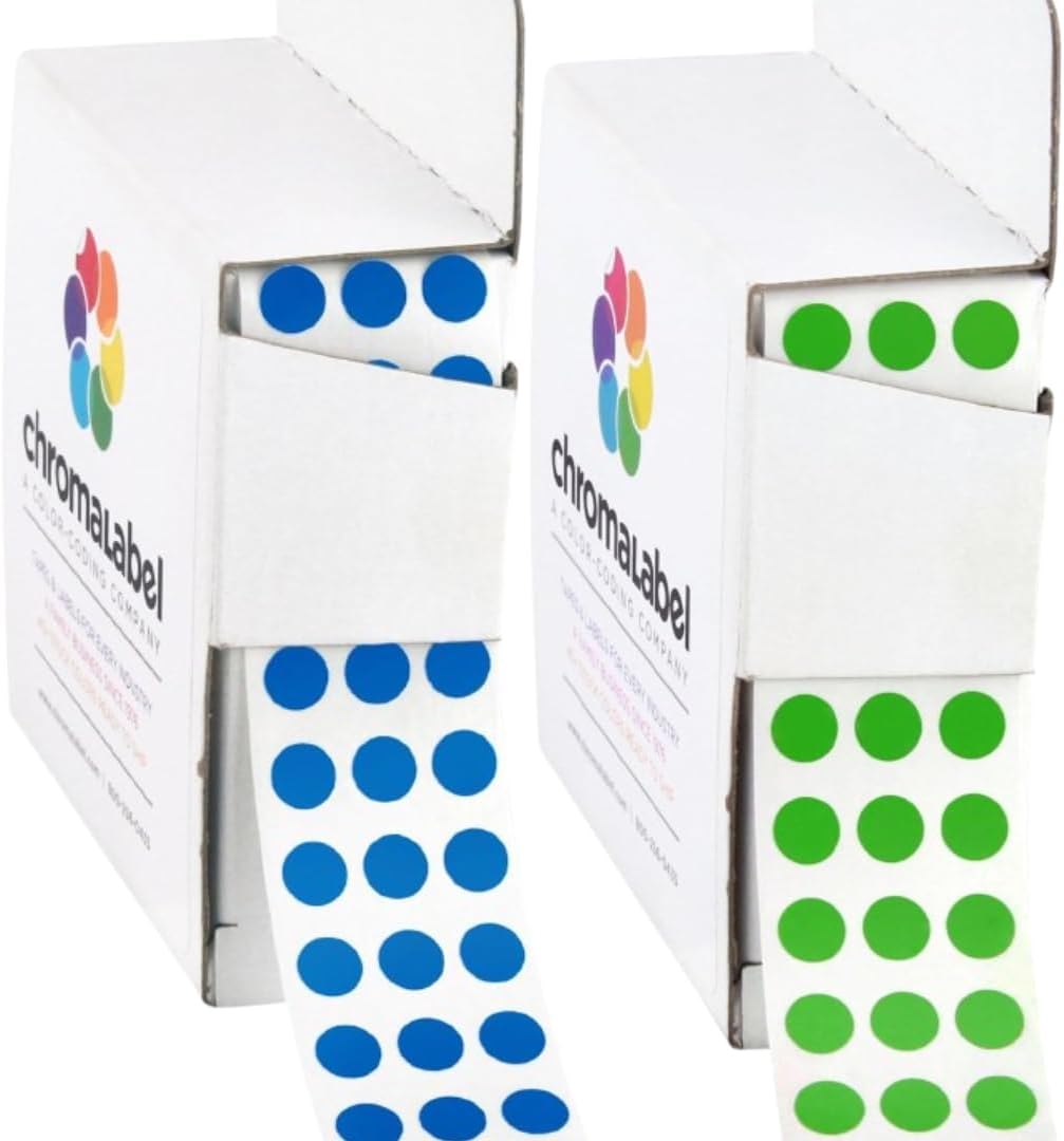 Dark Blue, Red & Yellow Dots, 1/4 Inch, 1000/Box Each Color | Writable Semi-Gloss Circle Labels in Dark Blue, Red and Yellow for Offices, Retail and Classrooms. Made in USA - Colors A