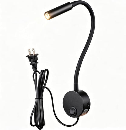 Wall Mounted LED Reading Lamp Focused 25° Spotlight for Bedroom headboard Marine Cabin Boat Yacht Interior Light Hotel Suite Hospital Patient Room Bedside Sconce 4.92ft Cord