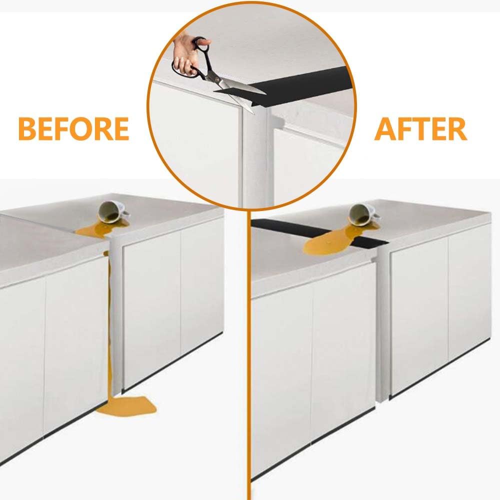 FLSEPAMB Silicone Stove Gap Covers, 2 Pack Heat Resistant Oven Gap Filler Seals Gaps with Anti-Slip Mirror Base, Stain Resistant Stove Counter Gap Cover Silicone Strips Between Stovetop and Counter