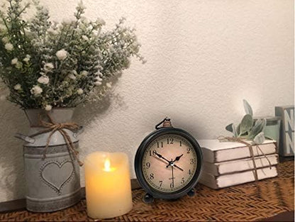 TooTa Vintage Retro Analog Alarm Clock, 4.5 inch Super Silent Non Ticking Small Clock with Night Light, Battery Operated, Simply Design, for Living Room, Bedroom, Bedside, Desk, Gift Clock (Arabic)