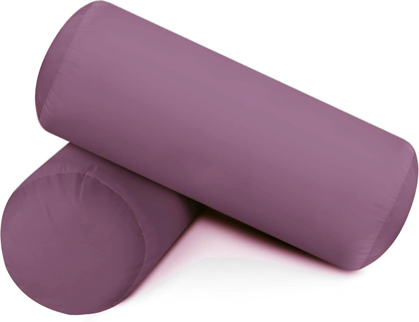 SAHARBEDDINGS 2 PC Cervical Neck Roll Pillow Cover with Cotton Bolster Pillowcases for Cylindrical Cushion Round Neck Pillowcase Zipper Closer (Blush, 13x6 Roll Pillow Set of 2)
