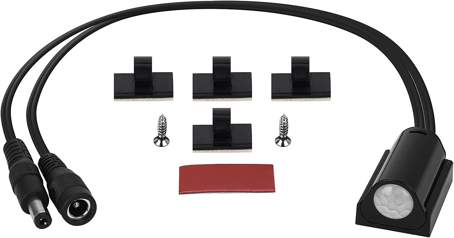 Motion Sensor Detection LED Light Strip Kit. Plug in. Perfect to Work as Motion Activated Lighting for Under Cabinets Closets Wardrobe Hallway Stairs Beds Kitchen. 4-Flex-Strip. Warm White 2700K.