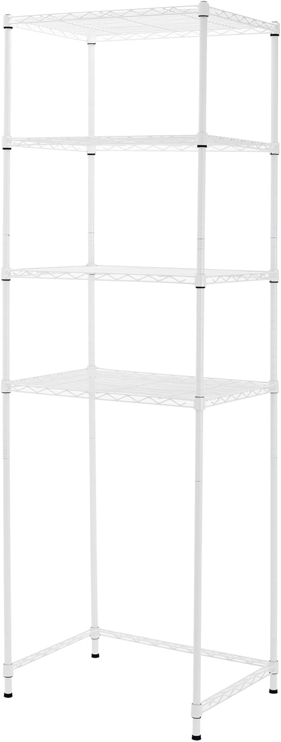 Zvyteay 4 Tier Mini Fridge Shelf Adjustable Height Storage Shelf Metal Storage Rack Mini Fridge and Microwave Stand for Dorm, Kitchen, Office, White