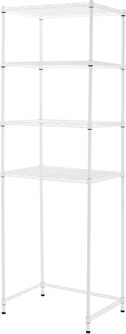 Zvyteay 4 Tier Mini Fridge Shelf Adjustable Height Storage Shelf Metal Storage Rack Mini Fridge and Microwave Stand for Dorm, Kitchen, Office, White