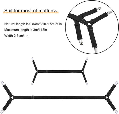 8Pcs Adjustable Bed Sheet Straps Clips, Elastic Mattress Sheet Fasteners Holder and Suspenders, Grippers to Hold Sheet, Mattress, Sofa, Couch, Table Cloth, Recliner Ironing Board Cover and More