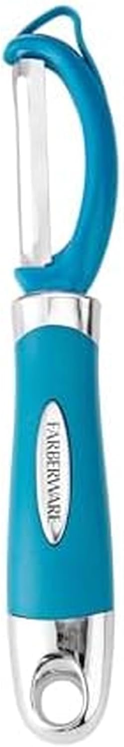 Farberware Vegetable Peeler, Pro2 Euro Peeler with Sharp Stainless Steel Swivel Blade and Ergonomic Handle, Dishwasher Safe, Aqua Sky