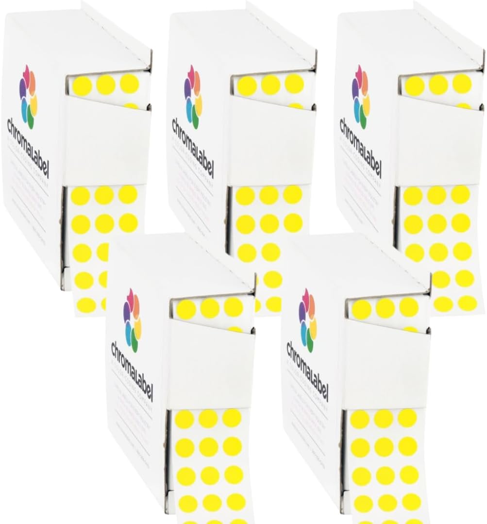 Dark Blue, Red & Yellow Dots, 1/4 Inch, 1000/Box Each Color | Writable Semi-Gloss Circle Labels in Dark Blue, Red and Yellow for Offices, Retail and Classrooms. Made in USA - Colors A