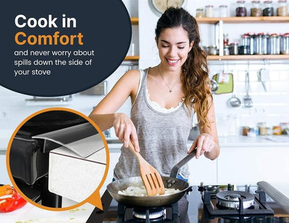 Linda’s Essentials Silicone Stove Gap Covers (2 Pack), Heat Resistant Oven Gap Filler Seals Spaces Between Stovetop and Counter, Easy to Clean Stove Side Guard (25 Inches, Clear)