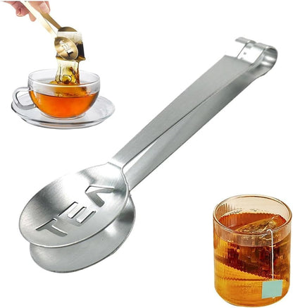 Tea Bag Squeezer Tongs,Tea Bag Squeezer,Tea Tongs,Stainless Steel Tea Tongs,Round Tea Filter Clamp,Tea Bag Strainer Clip Tea Bag Holder for Gripping Tea Strainer Spoon for Ice Sugar Cubes Bar (Gold)