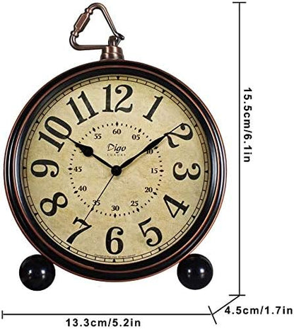 Maxspace 5.2in Analog Clock, Retro Silent Desk Clock Non-Ticking & Battery Operated with Quartz Movement,Clock Decor for Bedroom Living Room