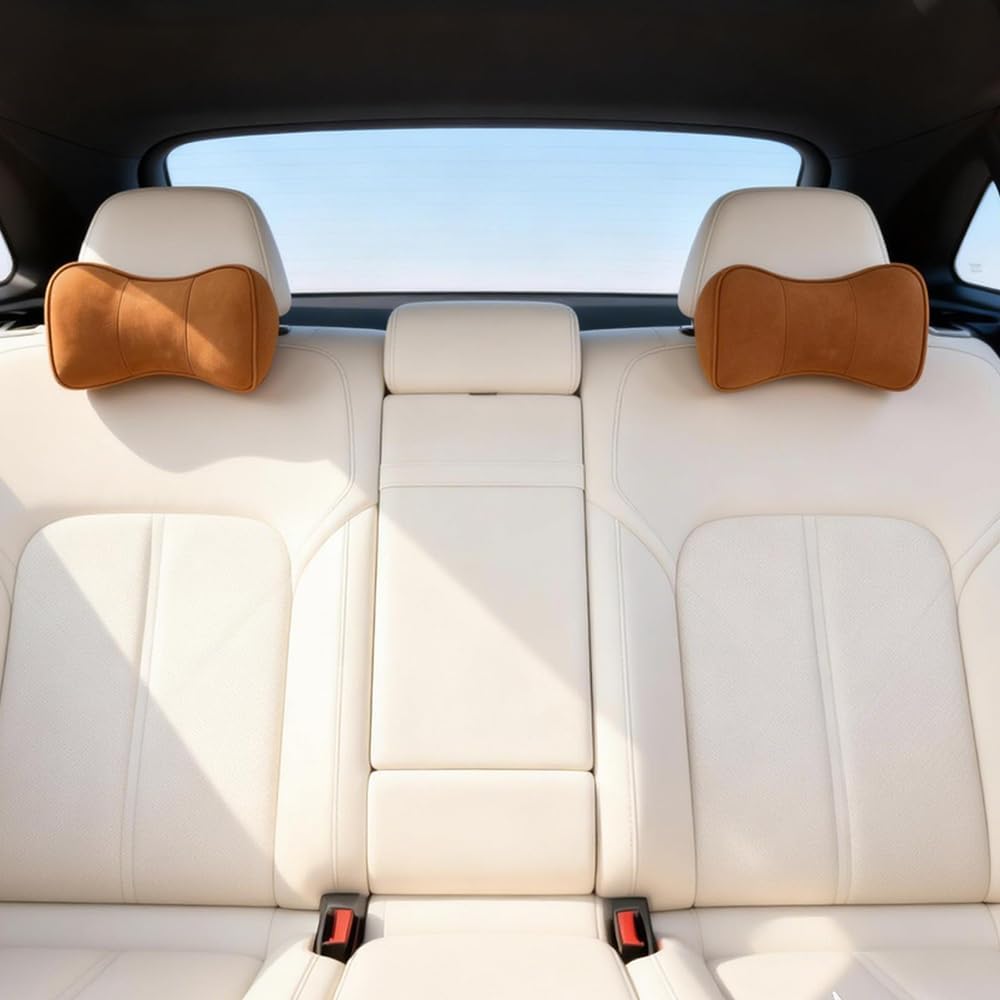 Car Neck Support Pillow Recliner Headrest Pillow for Neck Pain Relief Tan
