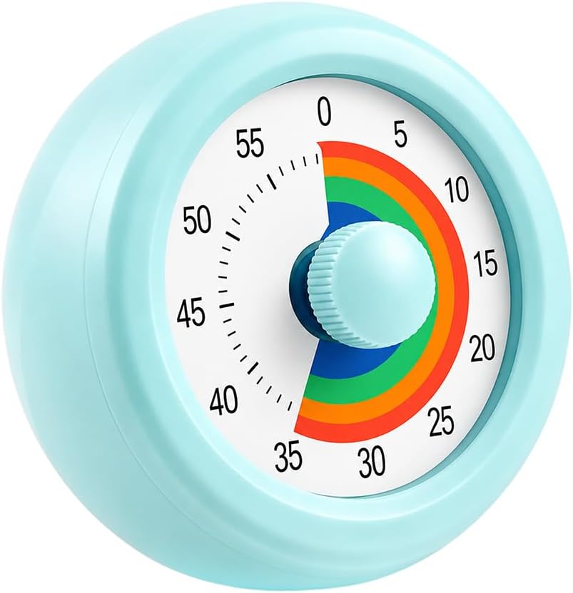 60 Minute Visual Timer with Silent Operation Visual Countdown Timer Rainbow Disk 60 Minute Countdown Timer Task Reminder Home and Kitchen Timer for Kids Desk, Office Meetings (Green)