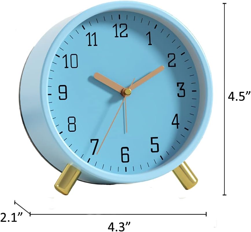 SHISEDECO Small Analog Alarm Clock, Battery Operated Desk Clock, White