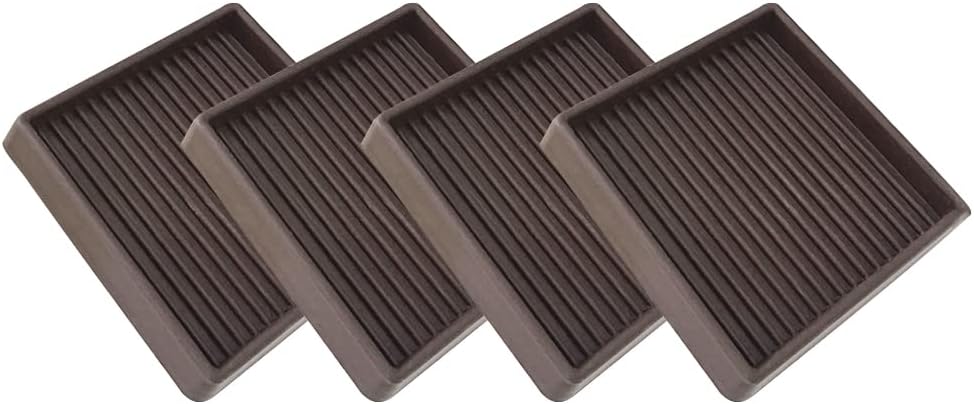 2X2 Square Rubber Furniture Caster Cups, TL-JIYPU Caster Cups with Anti-Sliding Floor Grip 4 PCS, Ideal Furniture Coasters, Floor Protectors Brown, Non Skid Furniture Pads, Rubber Furniture Cups