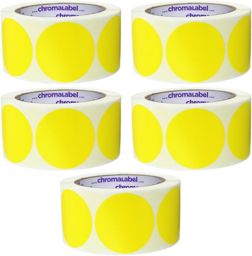 Fluorescent Green Dot Stickers, 2 Inch, 500/Roll | Writable Matte Paper Circle Stickers for Inventory, Classrooms, Offices, Retail, and Color Coding. Made in USA