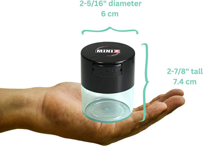 Minivac - 10g to 30 grams Airtight Multi-Use Vacuum Seal Portable Storage Container for Dry Goods, Food, and Herbs - Green Clear