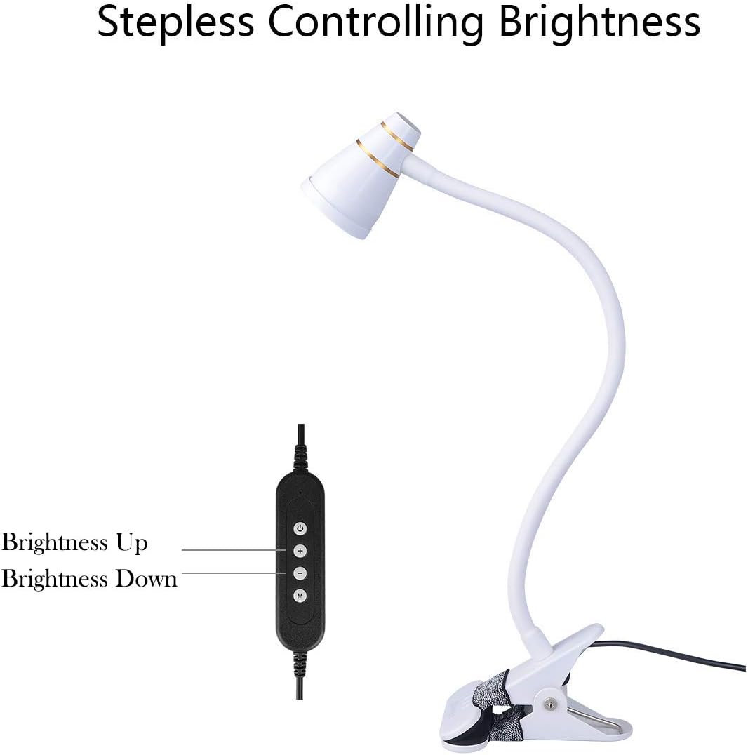 Zoomable Clip on Light, Clamp Reading Light for Dorm Bed Headboard, Dimmable Spotlight with 3 Color Temperature Options, 10 Dimmable Brightness Levels, Adjustable Beam Angle