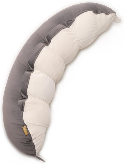 Peallow(Pat. Pend) – Long Round Body Pillow for Adults, Bolster Pillow for Sleeping, Soft and Supportive Pillow for Sleeping & Lumbar Support (Green-White, 29.5")