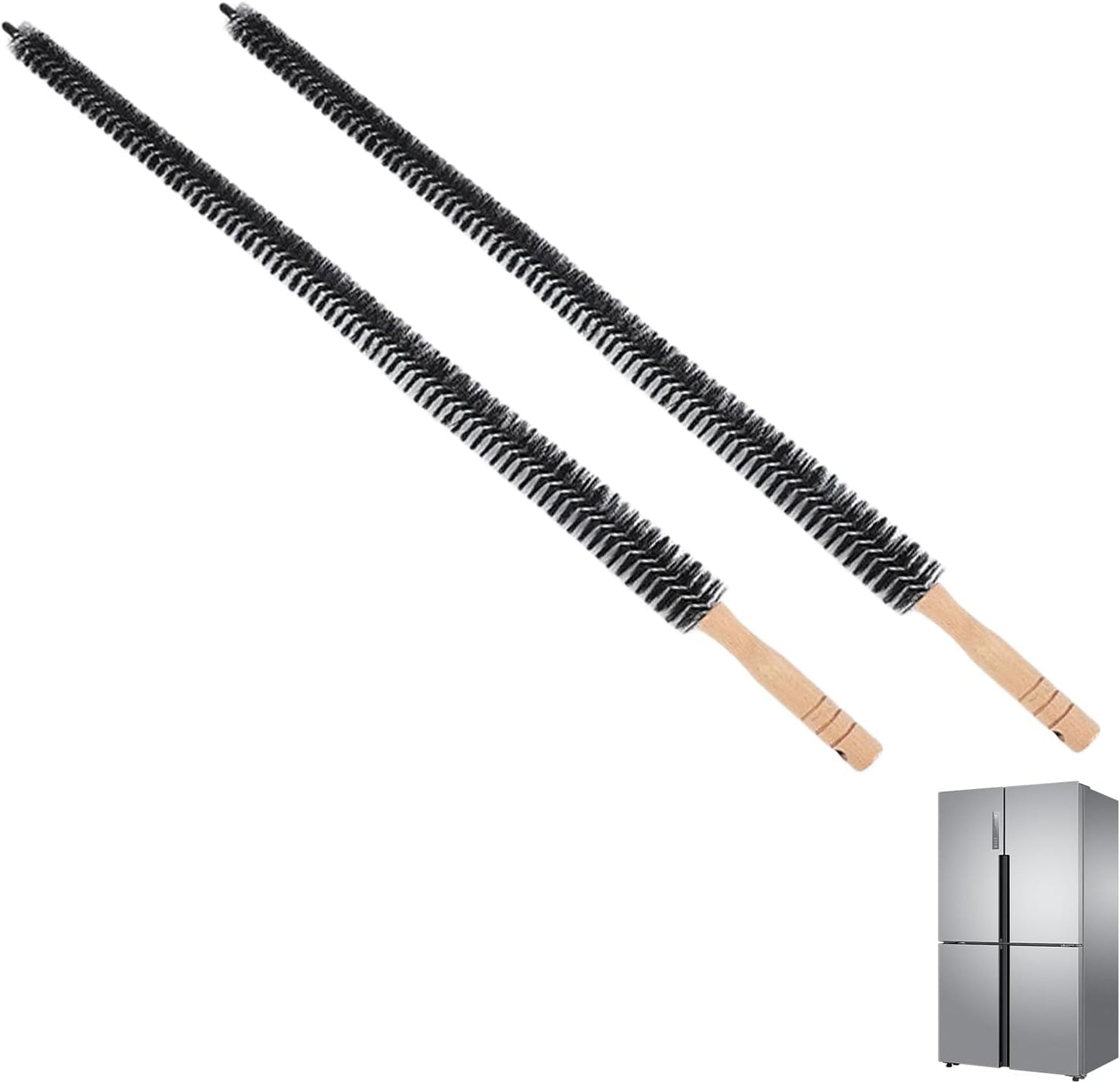 Fridge Coil Cleaning Brush,29.5Inch | 2Pack,Extra Long Handle Coil Brush for Fridge,Crevice Stanless Steel Cleaning Brush