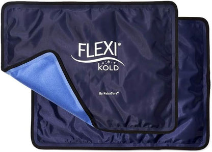 FlexiKold Reusable Gel Large Ice Pack with Straps – Cold Compress Gel Cold Pack for Injuries – Flexible Medical Ice Wrap for Back, Shoulders, Legs, Knees, Sciatica, Muscle Pain – Standard