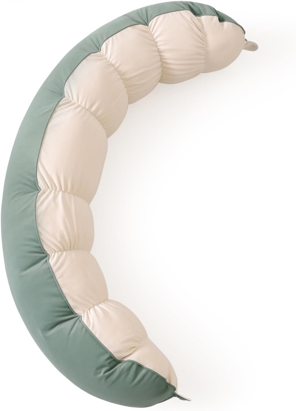 Peallow(Pat. Pend) – Long Round Body Pillow for Adults, Bolster Pillow for Sleeping, Soft and Supportive Pillow for Sleeping & Lumbar Support (Green-White, 29.5")