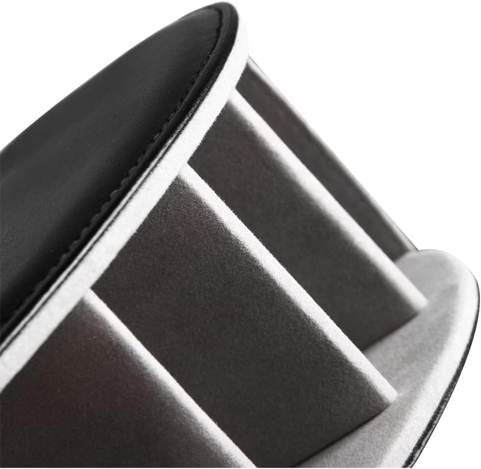 PU Leather Remote Control Holder with 5 Compartments - Storage Tray & Desktop Organizer for TV Remotes,Glasses,Pens,Accessories - Space-Saving Design for Bedside Table & Office Desk (Black)