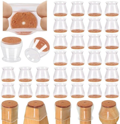 VIUME 24 Pcs Chair Leg Floor Protectors for Hardwood Floors Round | Silicone Covers Felt Pads Furniture Leg Caps Anti-Scratch Reduce Noise Fit (1-5/16" to 2")
