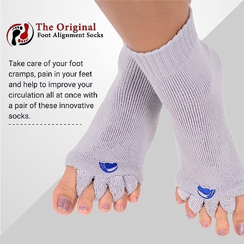 Socks Toe Alignment & Rock Mat for Feet Reflexology Kit | Foot Care Holiday Gift with Medium Toe Separator Socks for Bunions & Reflexology Foot Massage Mat for Relaxation (Medium)