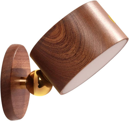 Wood Wall Sconce Cordless,Magnetic Wall Mounted(Sapele)