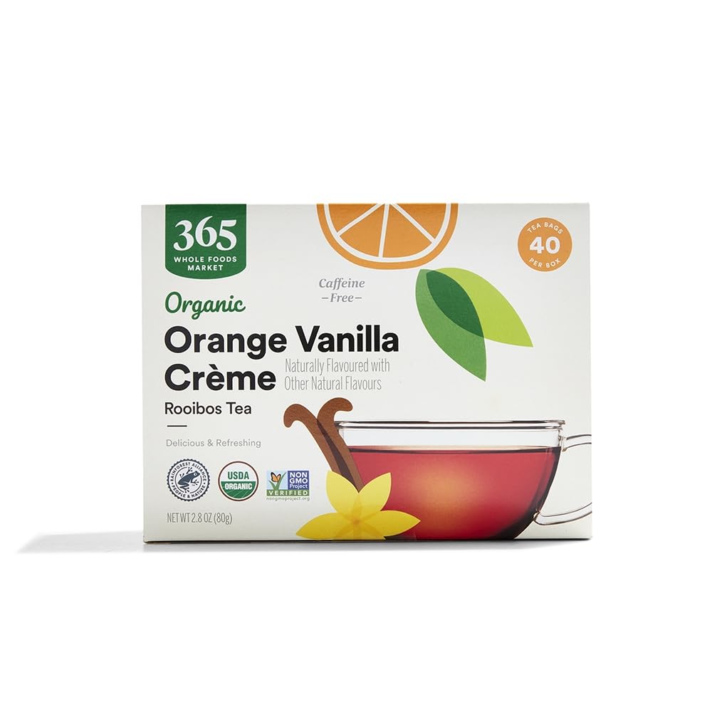 365 by Whole Foods Market, Organic Orange Vanilla Crème Rooibos Herbal Tea, Caffeine Free, 40 Count