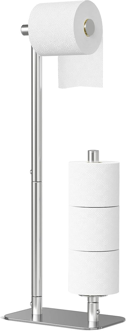 Kitsure Toilet Paper Holder Stand, Bathroom Storage, Medium, Black | Large Capacity Toilet Paper Holder for 4 Rolls, Rustproof Toilet Paper Holder Free Standing, Non-Slip Stable Base