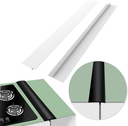 2 Pack Flexible Kitchen Stove Gap Covers, Silicone Gap Fillers(White,25in) | Between Counter and Stovetop,Washer, Oven, Dryer, Easy to Wipe, Food grade silicone material
