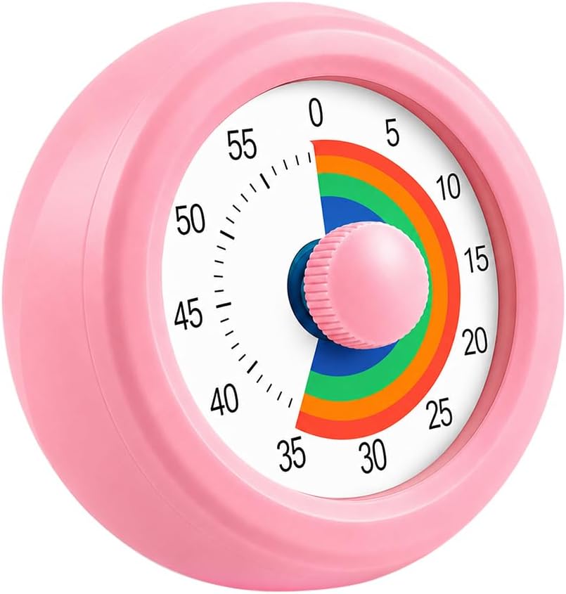 Visual Timer for Kids & Adults, 60 Minute Rainbow Countdown Timer, Time Management Tool for Classroom, Home, Kitchen, Office, School (Green-Round-Rainbow)