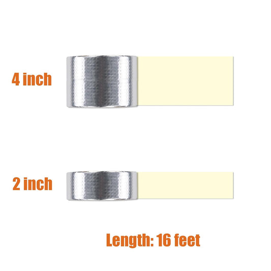 Butyl Waterproof Tape with Foil Backing, 2 Inch x16 Feet, Silver | Incredibly Sticky, Puncture-proof, Weather-resistant, for Metal, Plastic, Roofing Materials