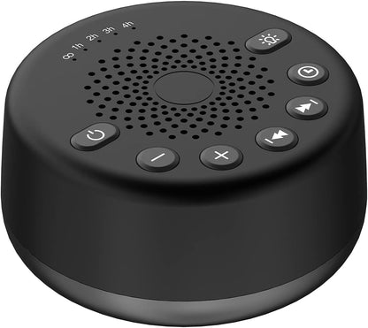 Easysleep Loudspeakers White Noise Machine with 25 Soothing Sounds and Night Lights with Memory Function 32 Levels of Volume and 5 Sleep Timer Powered by AC or USB for Sleeping (Black No Light)