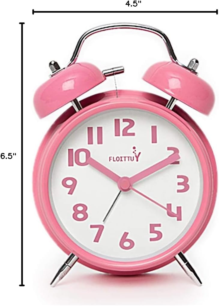 FLOITTUY Loud Alarm for Deep Sleepers 4'' Twin Bell Alarm Clock with Backlight for Bedroom and Home Decoration(Green)
