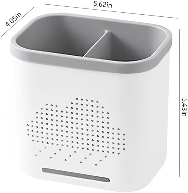 2 Slots Toothbrush Holder and Toothpaste Holder with Drain Hole, Detachable Easy Cleaning Multi-Functional Organizer Caddy Storage for Bathroom Vanity Sink Kitchen (White+Green 2 compartments)