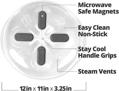 HOVER COVER Tall Magnetic Microwave Splatter Cover for Food, 12 Inch-Black